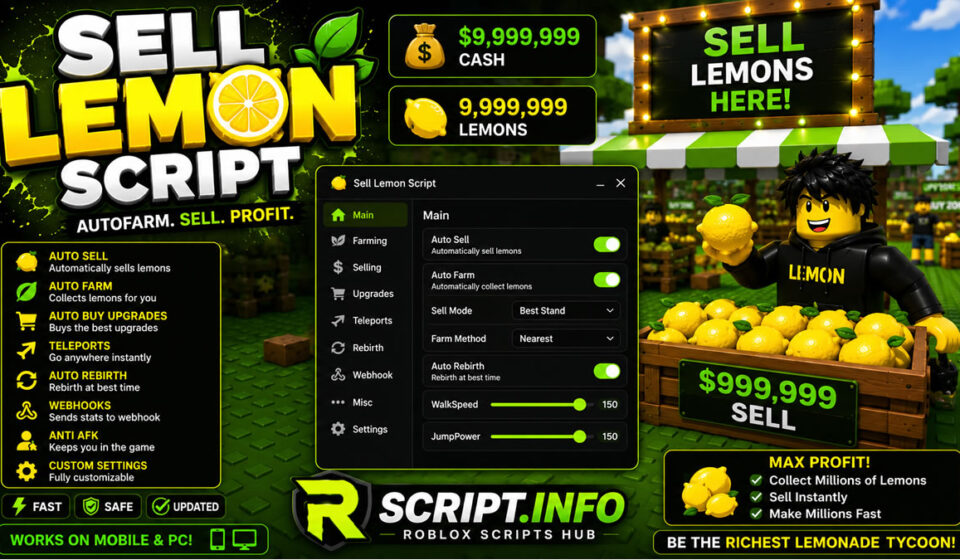 Top Sell Lemons Script 2026 for Money Farm and Auto Sell